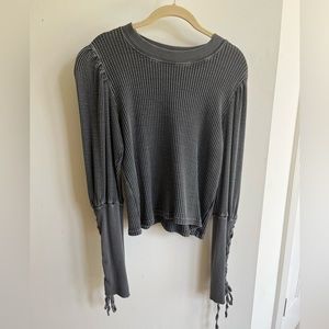 Free People FP Thermal Top Charcoal Gray Black small s/p